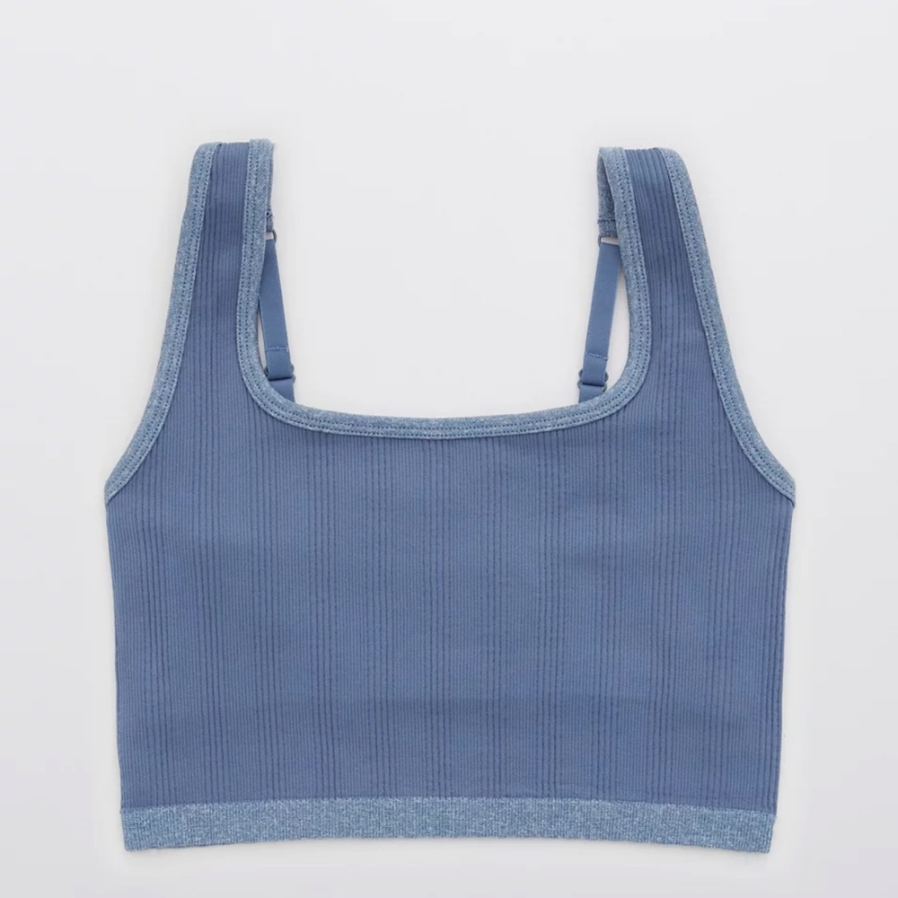 Aerie blue seamless heather sport bra